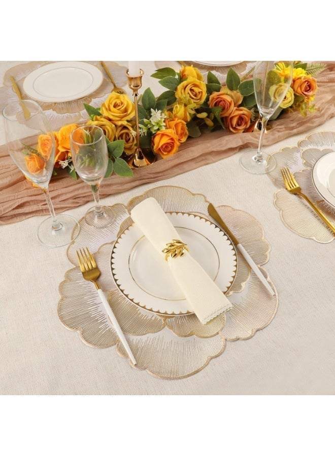 ChicAbode 6 قطع من أرضيات الطاولة المستديرة، أرضية طاولة مغطاة بالفيينيل الذهبي القابلة للتنظيف، لاستخدامها في طاولات الطعام، والاحتفالات الزفاف، وحفلات عيد الميلاد، متينة وسهلة التنظيف، مثالية للزخارف المنزلية ومركز الحدائق في المناسبات - Image 5